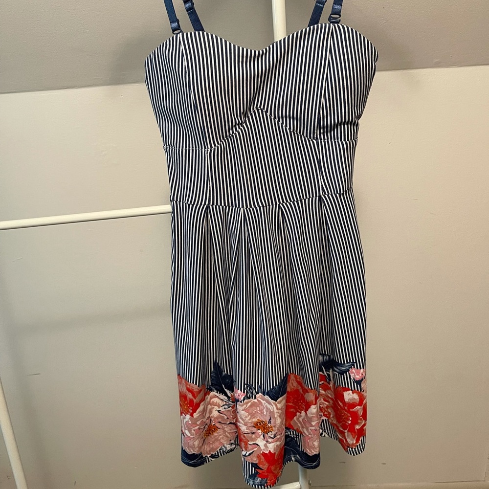 Navy striped bottom floral dress